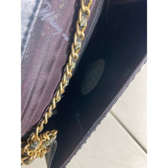 Whiting & Davis Women's Black Evening Purse Bag Crossbody Bag w/ Gold Chain‎ - Picture 13 of 16